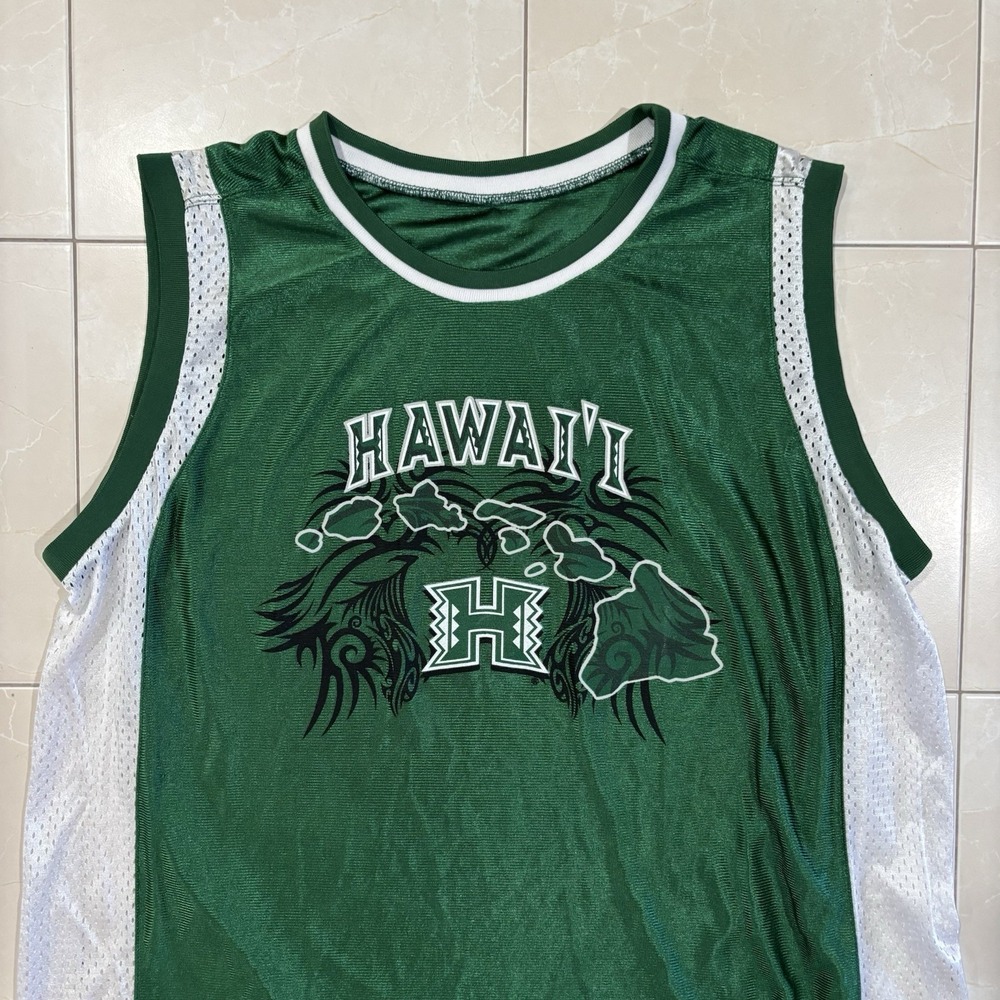 Vintage University Of Hawaii Basketball Jersey Rainbow Warriors Men's 2XL Green